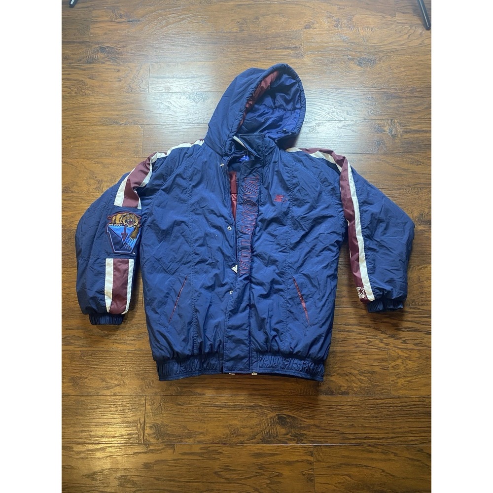 Vintage Starter Villanova Wildcats Puffer Jacket Navy Blue XL Detachable Hood